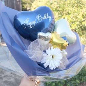 バルーンギフト ネイビー バルーン ブーケ 名入れ 成人式 卒業祝い 結婚祝い 開店祝い 花束 成人式 プレゼント