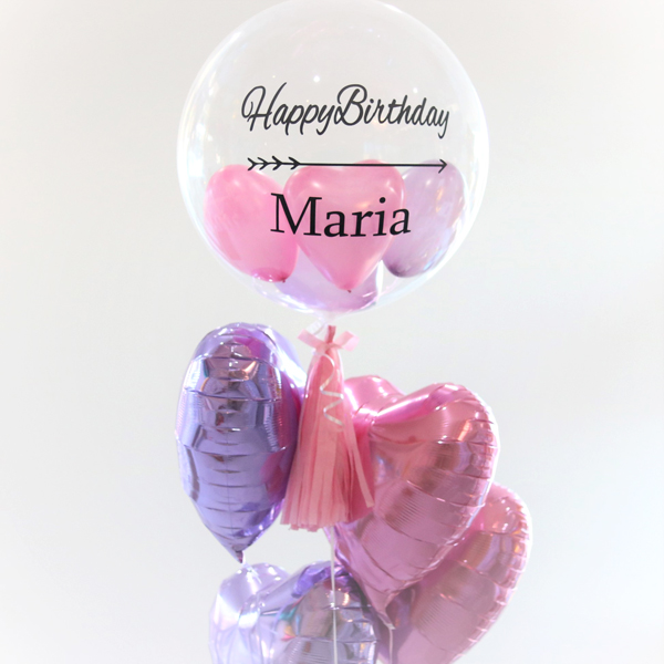 誕生日祝い電報 お名前入れ無料 フリンジバルーンハートプレゼントギフト おしゃれなバルーンギフトとおむつケーキ Balloon Gift Chicorico