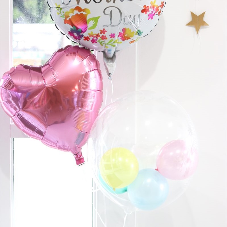 バルーンギフト 花柄 母の日 ヘリウムガス入り メッセージカード フラワー バルーン サプライズ プレゼント
