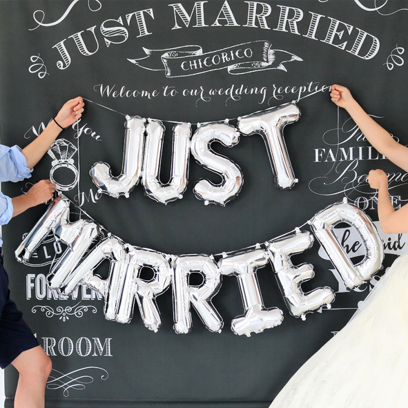 【プレ花嫁DIY】JUST MARRIED レター バルーン ガーランド 結婚式 前撮り フォト アイテム