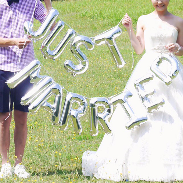 【プレ花嫁DIY】JUST MARRIED レター バルーン ガーランド 結婚式 前撮り フォト アイテム
